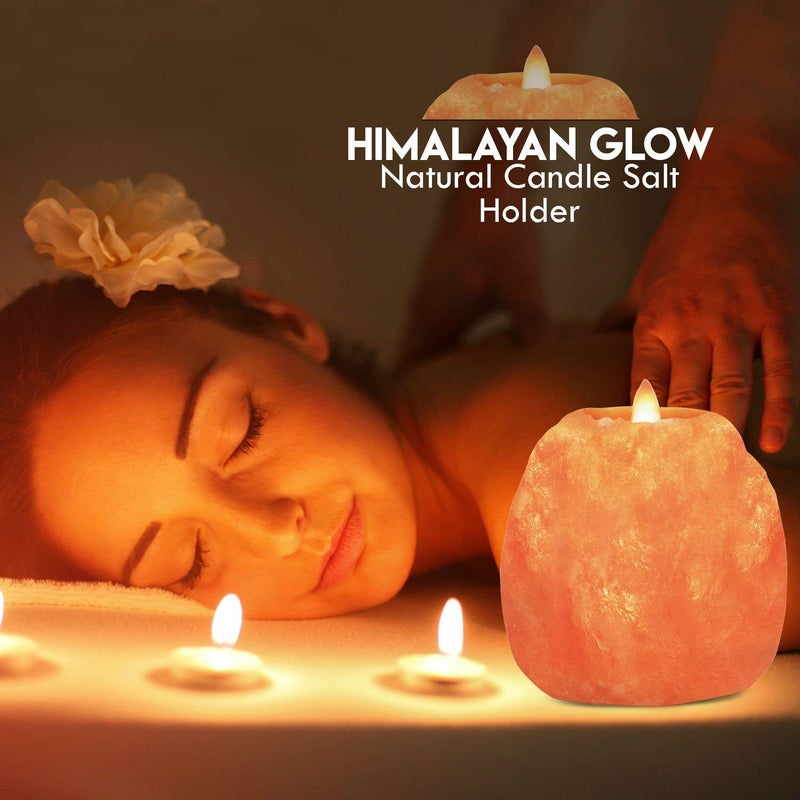 Himalayan Glow Natural Style Salt 2 Hole Candle Holder for each, 100% Pure Himalayan Pink Salt Candle Lamp, 2-Pack - Image 5